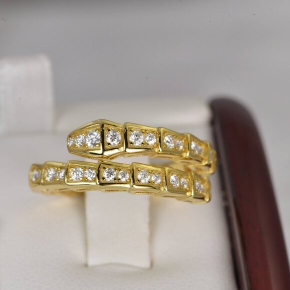 Certified Snake Serpentine Full Moissanite Ring - Picture 4 of 8